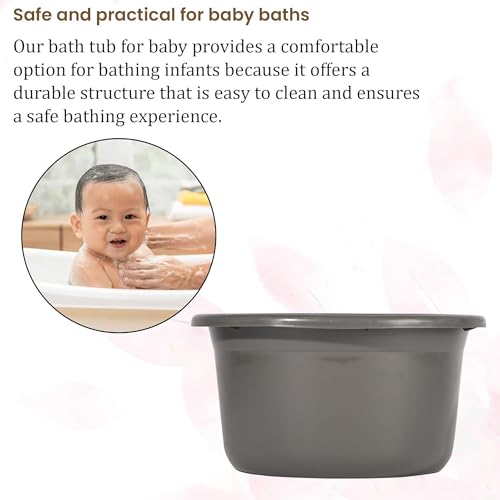 Image of Kuber Industries Bath Tub for Bathroom | 25 LTR | Portable & Durable Water Washroom Tub | Baby Bathing Tub | Clothes Washing Tub for Bathroom | Plain - Grey