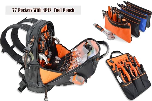 Image of WELKINLAND Tool Backpack and 4pcs Tool Pouch Bundle-Efficient and Stylish Storage