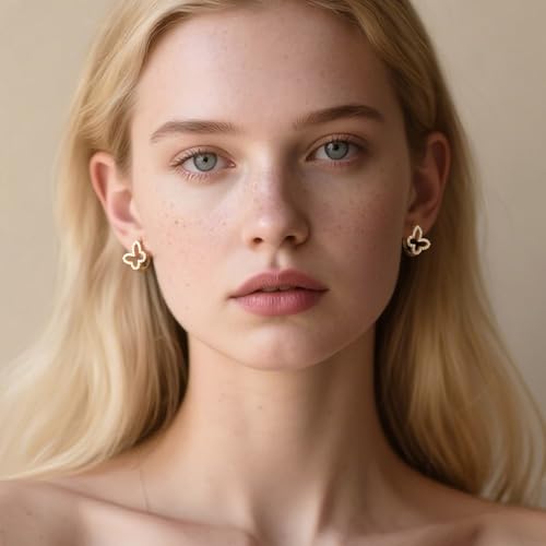 Gold Hoop Earrings 14K Gold Hoop Earrings for Women Earring Hoops Hollowed Butterfly-Inspired with Flowing Lines Cubic Zirconia Butterfly Hoops Earring for Women 16.5mm3