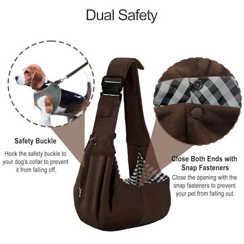 PETLOFT-Reversible-Dog-Cat-Sling-Carrier-Small-Dog-Carrier-Adjustable-Dog-Sling-Hands-Free-Cross-Body-Carrier-with-Collar-Hook-for-DogCatBunny-up-to-11lb-Brown - Cucciolini Doodles   PETLOFT-Reversible-Dog-Cat-Sling-Carrier-Small-Dog-Carrier-Adjustable-Dog-Sling-Hands-Free-Cross-Body-Carrier-with-Collar-Hook-for-DogCatBunny-up-to-11lb-Brown