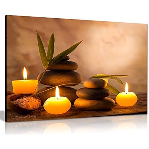 Aromatic Candles & Zen Stones Canvas Wall Art Picture Print (18x12in) Cover