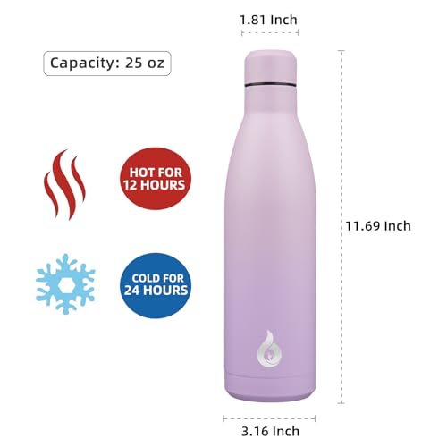 Image of BJPKPK 25oz Insulated Stainless Steel Water Bottles Reusable Metal Travel Sports Water Bottle Keep Cold and Hot,Dreamy Purple