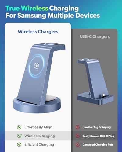 Image of Wireless Charger for Samsung: 3 in 1 Wireless Charging Station for Samsung Galaxy Watch 8 7 6 5 4 3 Pro Classic Galaxy Buds - Charger Dock Stand for S26 S25 S24 Ultra S23 S22 S21 Note Z Fold Android