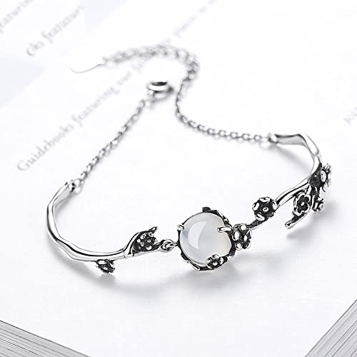 Pulseras ajustables de opalo blanco QYYZTHX para mujer 2