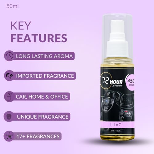 Image of 72hour Lilac Car Perfume 50ml - Long Lasting Premium Fragrance - Multipurpose Air Freshener for Car, Home & Office - Miski Fragrance