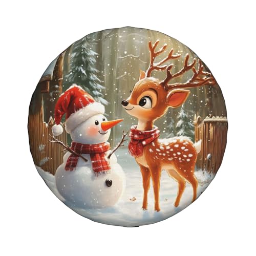 Image of Christmas Reindeer Spare Tire Cover Winter Weatherproof Universal Wheel Protectors Christmas New Year Wheel Covers for Rv Camper Travel Trailer SUV Truck 16 Inch Holiday Xmas Decor