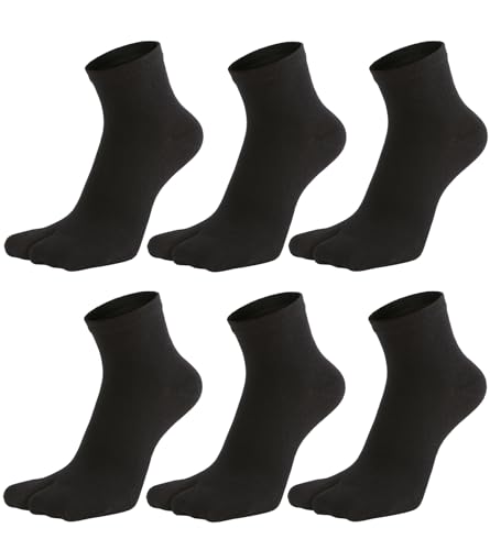 Image of Women's Solid 2 Toe Flip Flop Tabi Socks Geta Ankle Cotton 5 /6 Pairs