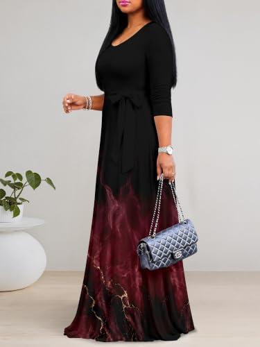 Image of Women's 3 /4 Sleeve Maxi Dress with Pockets