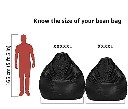 Image of Casa Copenhagen Premium Leather Bean Bag Chair, Filled with Beans | Capacity: Upto 7 Ft Height, 200 KG Weight | 5XL | Black