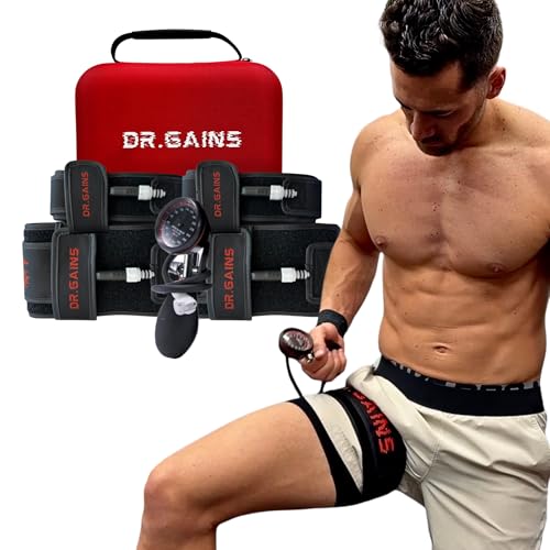 Dr. Gains BFR Pro 2.0 | Professional-Grade Inflatable Blood Flow Restriction Cuffs for Occlusion Training Weight Lifting (Full Set)