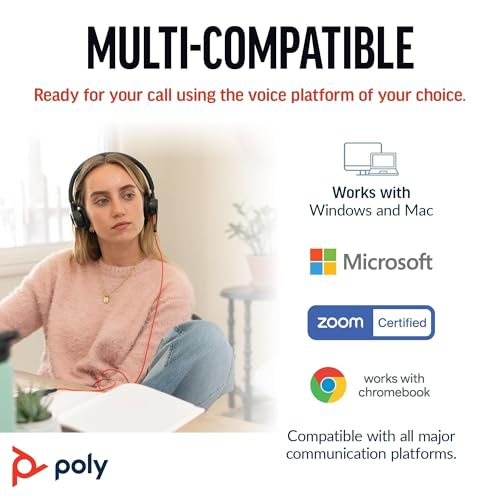 Image of Poly Blackwire 8225 Premium Wired Headset (Plantronics) - Active Noise Canceling - Hi-fi Stereo - Connect to PC /Mac - Works w /Teams, Zoom - Amazon Exclusive