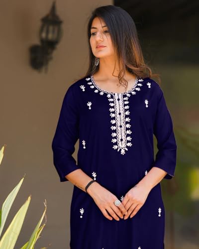 Fabnex Cotton Blend Regular Women Kurta Set (K-59-Navyblue-M_Navy Blue