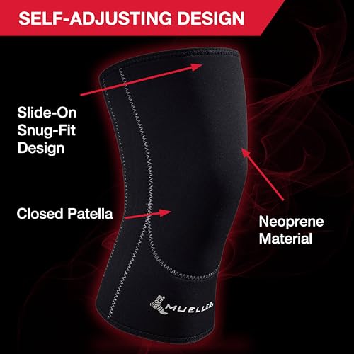 Mueller Closed Patella Knee Sleeve, Medium, Black