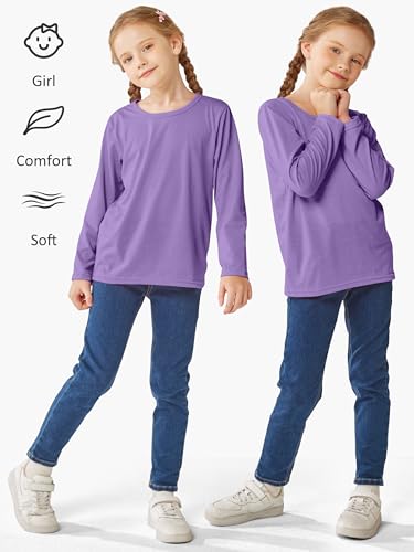 Cooraby 5 Pack Girls Long Sleeve Tees Girls' Soft T-Shirts Kids Basic Crewneck T-Shirts Top for Teen Youth Girls, 2T-14Y3