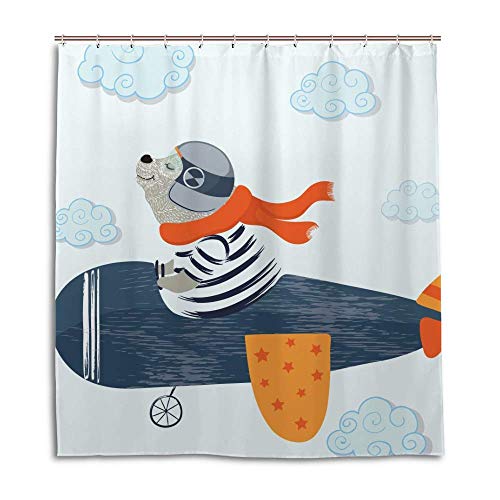 Rideau de douche en polyester anti-éclaboussures bleu 183x183cm - 2