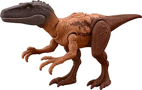 Mattel Jurassic World Strike Attack Dinosaur Toy with Single-Strike Action & Movable Joints, Herrerasaurus Action Figure Includes Digital Play