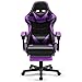 Soontrans Sedia da Gaming Massaggiante Sedia Gaming con Poggiapiedi & Poggiatesta & Cuscino Lombare Massaggio, Poltrona da Gaming, Sedia da Gaming per Youtube Livestreaming Playstation (Viola)