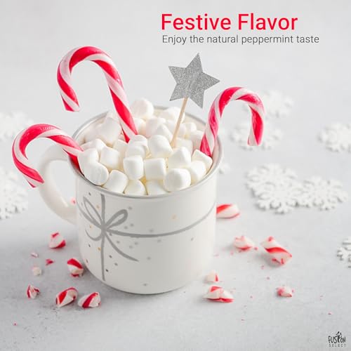Fusion Select 100 Pcs Mini Candy Canes - Striped Christmas Candies, Sweet Goodies for the Holidays - Naturally Flavored Mini Peppermint Confections for Yuletide Parties, Stocking Stuffers, Gifts - image 3