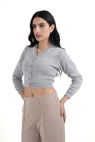 Image of Women Winter Wear V-Neck Full Sleeves Regular Fit Woollen Blouse