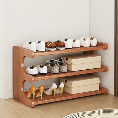 Estante de bambú independiente de almacenamiento para entrada, pasillo, dormitorio, elegante vitrina multifuncional, estante de ahorro de espacio, diseño ecológico