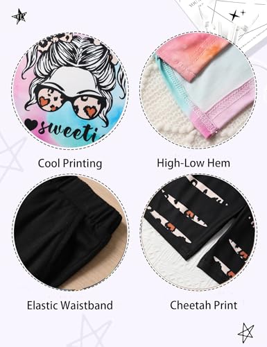 Image of Girls Clothes Short Sleeve Tie Dye Top Shorts and Pants 2PCS Girls Summer Outfits Size 6-16