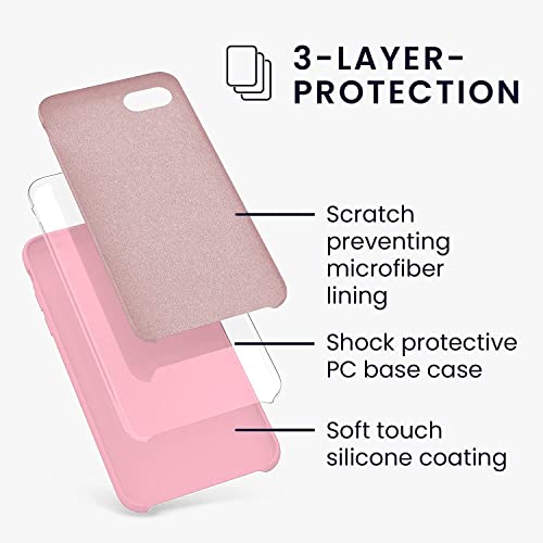 Image of VONZEE Liquid Silicone Soft Back Cover for iPhone 7 Case, Shockproof Slim Camera & Full Body Protection Non Yellowing Cover with Microfiber Lining & Logo Cut (4.7 Inch) -Pink
