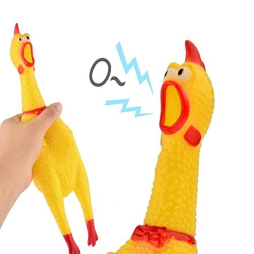 XFLYP 2 Stück 17cm Gummi Schreiend Hühner Spielzeug, Hundespielzeug Rubber Screaming Chicken Yellow Quietschende Dekompression Kleines Spielzeug zum Reinigen der Zähne