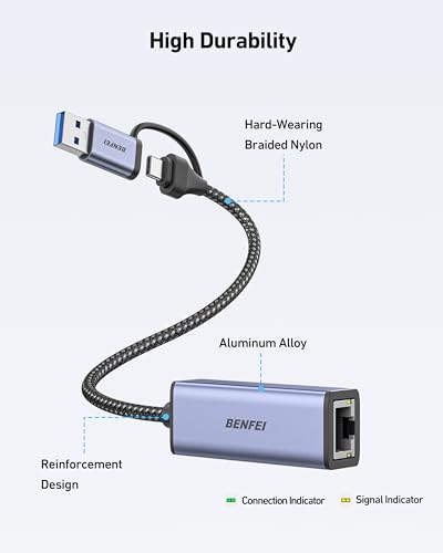 BENFEI 有線LANアダプタ USB A/C - ギガビット イーサネット アダプター の商品画像 4