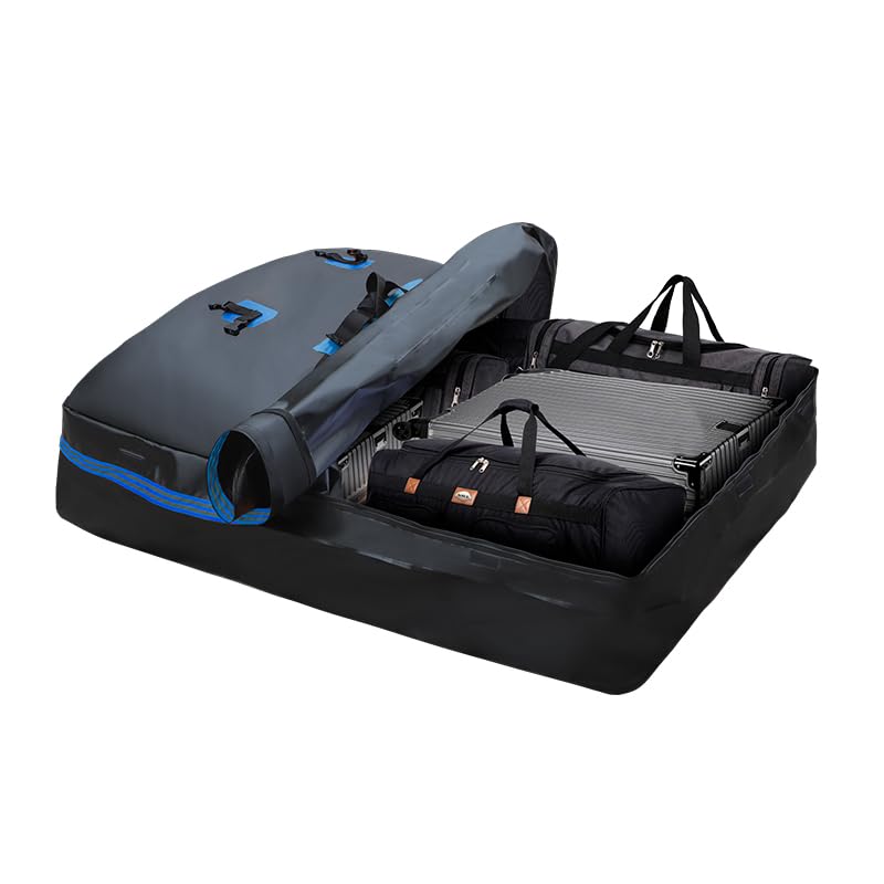 Rooftop Storage Bag for Vehicles with/Without Pannier Rack, Foldable Waterproof Roof Bag,Matte for Car with/Without Railing for Travel and Luggage Transport (510L)