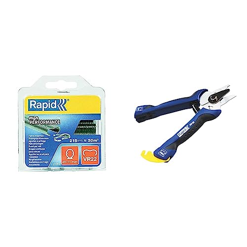 Rapid VR22 - Agrafes à Grillage en Acier Galvanisé, Plastifié Vert, Compatible avec les Grillages 5-11 mm & F20 - Pince à Grillage pour Agrafes à Grillage...