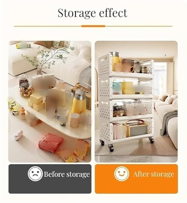 MultiStorey Metal Rolling Trolley with Fenced ShelvesVersatile Snack & Vegetable Storage Organizer for Kitchen & Bathroom (Black 75 cm)-yJOlUavo