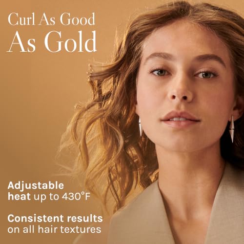 Image of Bio Ionic GoldPro 1 inch Curling Wand, Blue, Moisture Heat Technology & 24K Gold MX, Ceramic Long Barrel with Adjustable Heat, Versatile Hair Curler for Long-Lasting Curls
