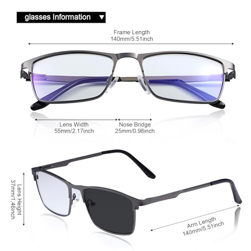 Image of YIMI Mens Blue Light Glasses Men Computer Gaming BlueLight Blocking Glasses Metal Anti Eyestrain Clear Lens Eye Protection