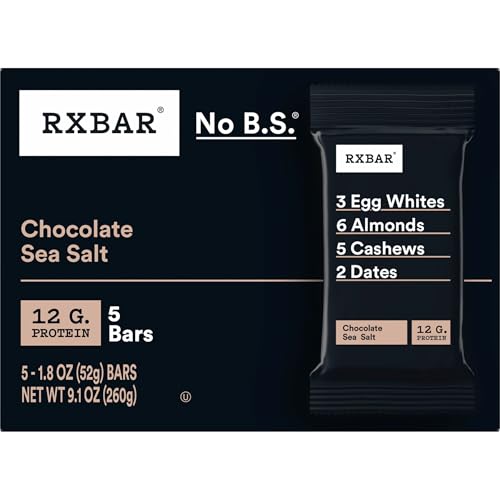 RXBAR Protein Bars, 12g Protein, Gluten Free Snacks, Chocolate Sea Salt (6 Boxes, 30 Bars)