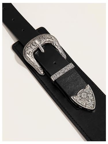 SHENHE Women's Vintage Western Belt Double Buckle Fashion Wide Waist Belt for Jeans Dress Pants3