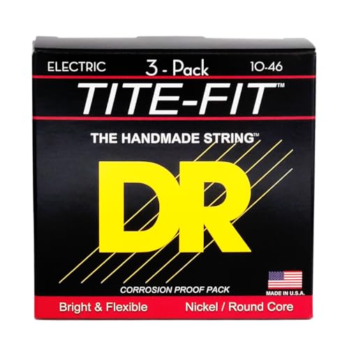 DR Strings Tite-Fit Nickel Plated Electric Guitar Strings, Medium 10-46, 3-Pack (MT-10-3PK)