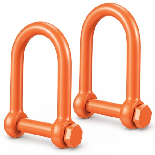 Image of 2 Pcs Screw Pin Long Reach Shackle, Long Reach Shackle with Painted Screw Pin, Clevis D-Ring Lifting Attachment, Professional Use, Industrial Alloy Steel (3 /4 Inch,Orange)