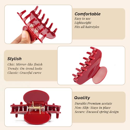 MAORULU Medium Cherry Red Acetate Claw Clip (3-inch) — view 9