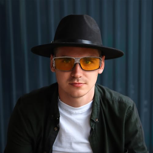 FEISEDY Night Driving Fit Over Glasses Sunglasses for Men Women,Polarized Wrap Around Yellow Sunglasses UV400 B2593