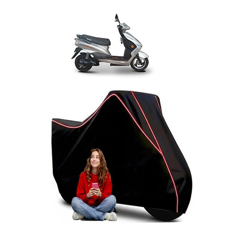 Image of Ridge 100 Standard Scooty Bike Cover Water Resistant Outdoor Use Universal Fit Scooters Motorcycles Heavy Duty UV Protection Dust Rain Scratch Resistant Elastic Bottom Black Blue Piping