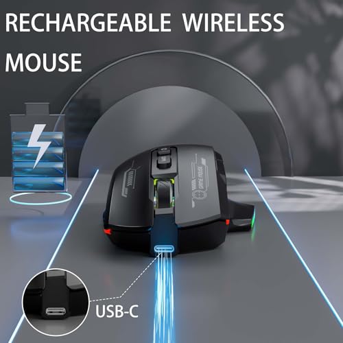 Wireless Gaming Mouse,Ergonomic Mouse with 5 Adjustable DPI up to 7200, RGB Breathing Lights, Compatible with Laptop, Chromebook, PC, Desktop, Mac, Notebook (Black) - Image 4