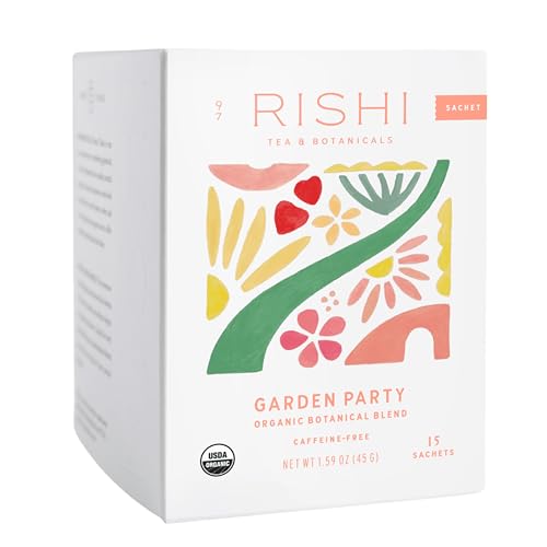 Rishi Tea Garden Party Herbal Tea - Organic, Caffeine Free Sachet Bags, Chamomile Botanical Blend - 15 Count (Pack of 1)