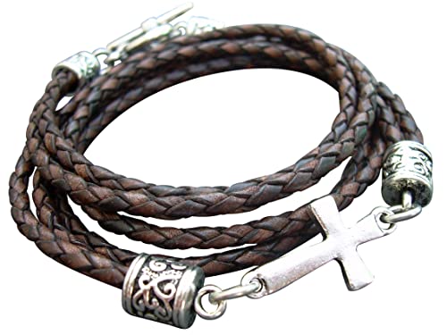 Handmade Braided Leather Bracelet, Antique Brown, Cross Bracelet, Cross, Religious Gift, Mens Bracelet, Womens Bracelet, Faith, Fathers Day, Groom #TOP15