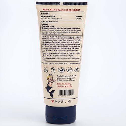 Raw Love Mineral Sunscreen Lotion for Face & Body | Reef Safe for Adults and Kids | Zinc Oxide, Water Resistant, Broad Spectrum UVA/UVB SPF 30 Protection for Sensitive Skin | 3oz