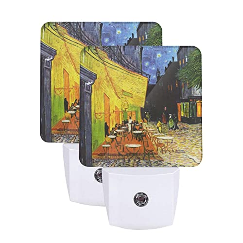 Image of Cafe Terrace LED Plug-in Night Lamp 2 Piece Set, Auto Sensor Emergency Night Scene Nightlights Set of 2 for Dawn Bedroom Kitchen /Dusk Bathroom /Night Stairs Hallway Toilet