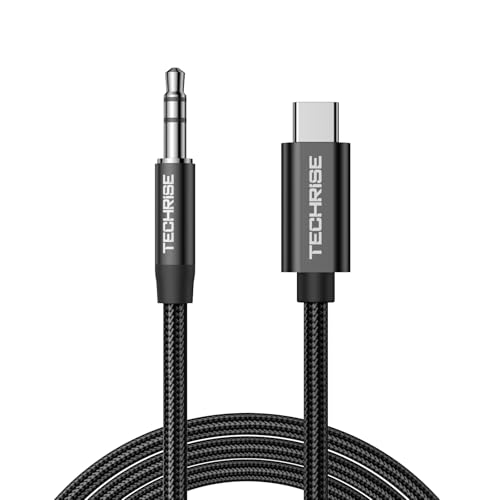 TechRise Aux to USB C DAC Cable Hi-Fi Stereo Type C Aux Cord Black 1m