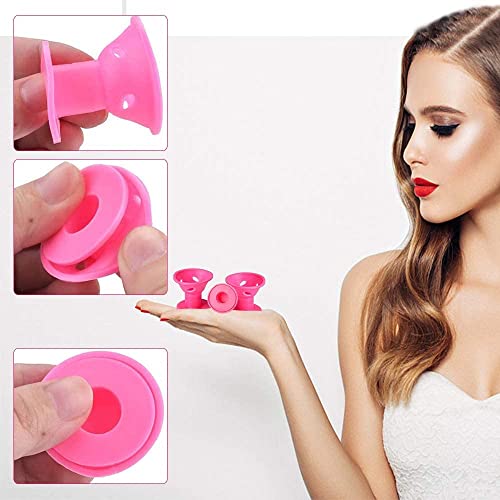 Image of JICOOT 10 Pcs Pink Magic Silicone Hair Rollers Heatless Curling Rod Headband Include 5pcs Large Overnight Hair Curlers & 5pcs Small Curlers for Women Girls Long and Short Hair