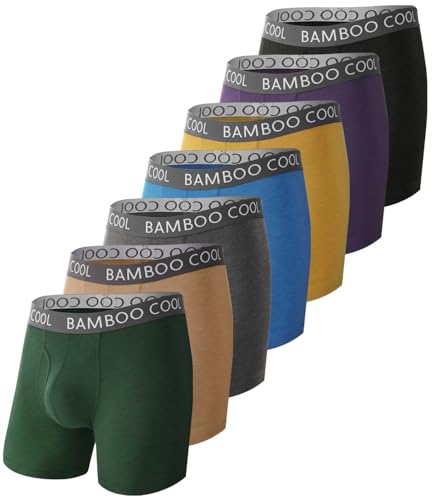 BAMBOO COOL Men's Ultra ComfortSoft Underwear, Moisture Wicking & Breathable No Ride Up Boxer Briefs with Fly, Multipack