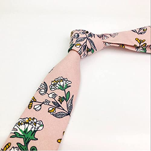 Image of Mantieqingway Men's Cotton Floral Neck Tie 2.56'' Printed Skinny Tie