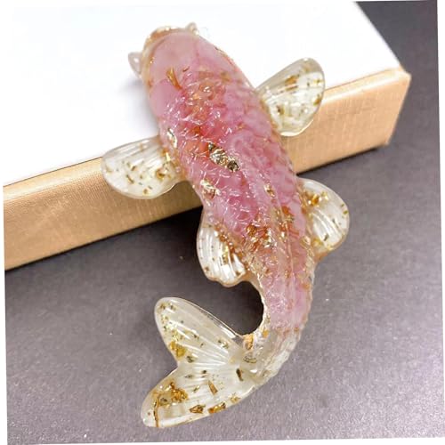 Gcroet Koi-Fisch-Ornament aus weißem Kristall, kleine Figur für die Schreibtischdekoration, Glücksfisch-Dekorationsstück aus Glas.